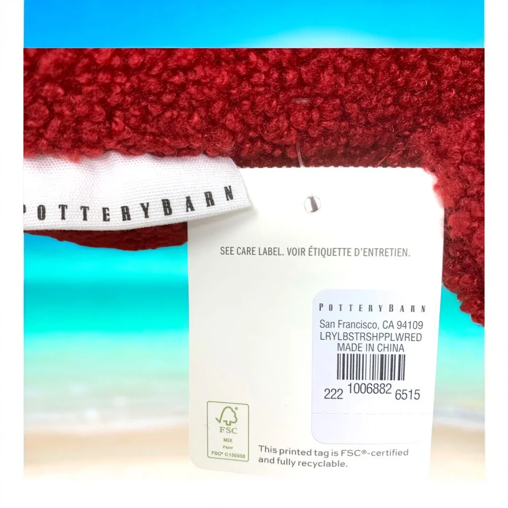 NWT Pottery Barn LARRY the LOBSTER Beachy Coastal Nautical Shaped Pillow NEW